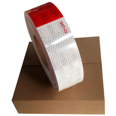 Autoadesivo DOT C2 DOT-C2 Vermelho e Branco Micro Prismático Retro Reflexivo Fita Refletor Adesivos para Veículo Reboque Caminhão