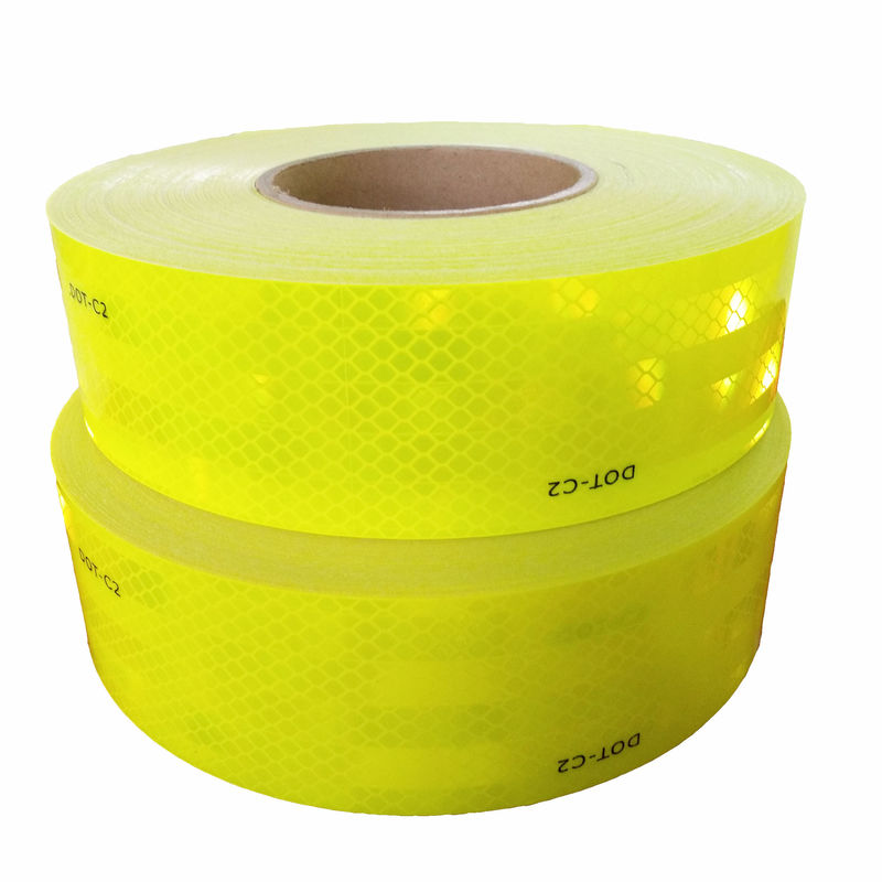 Ficha adesiva refletiva amarelo fluorescente forte Adesivo visível Retro DOT C2 fita refletiva para caminhão