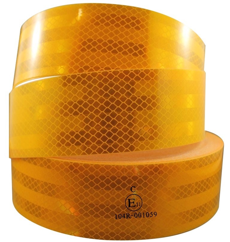 ECE 104R Cintas retroreflectivas de autoadhesivo amarelo de grau diamante para caminhão