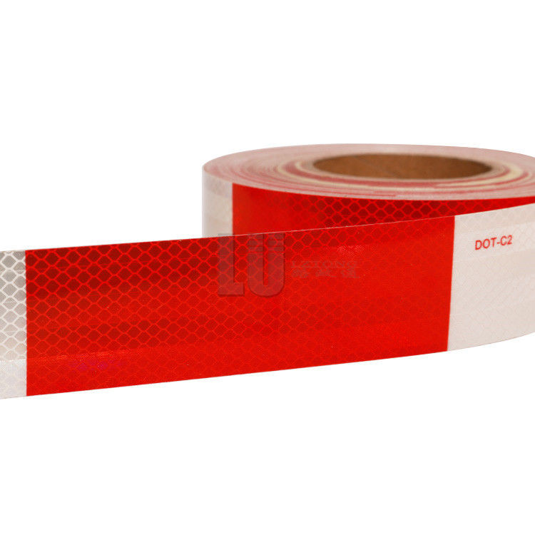 Autoadesivo DOT C2 DOT-C2 Vermelho e Branco Micro Prismático Retro Reflexivo Fita Refletor Adesivos para Veículo Reboque Caminhão