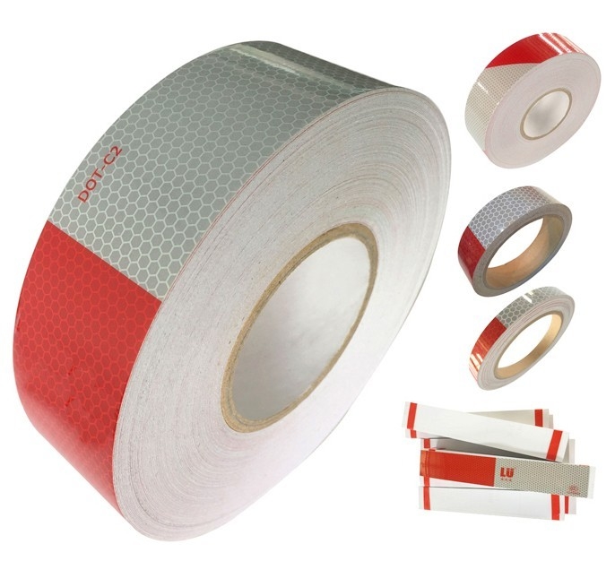 Amostra grátis 6" x 6" / 7" x 11" fita refletiva ponto C2 branco e vermelho