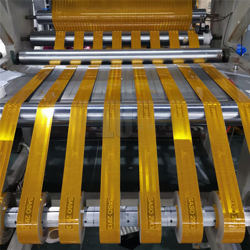 Fita de alta visibilidade para o mercado saudita 5CM*25M Amarelo Vermelho Branco Saso2913 Fita chamativa Dm Saso 2913 Fita refletiva automotiva