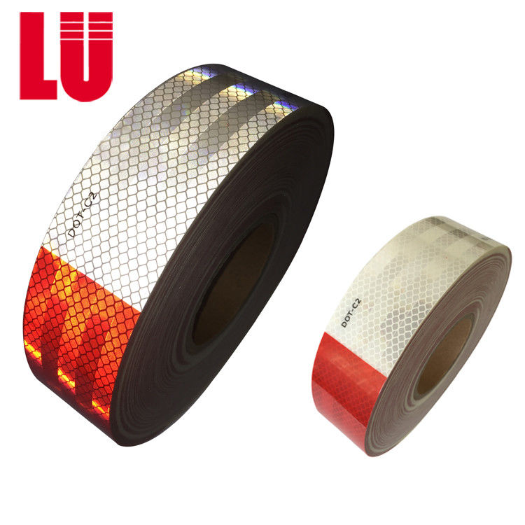 2 polegadas Branco + Vermelho Diamante Grau de Caminhão Segurança Material Refletor Retro Refletor Adesivo Conspicuidade fita DOT-C2